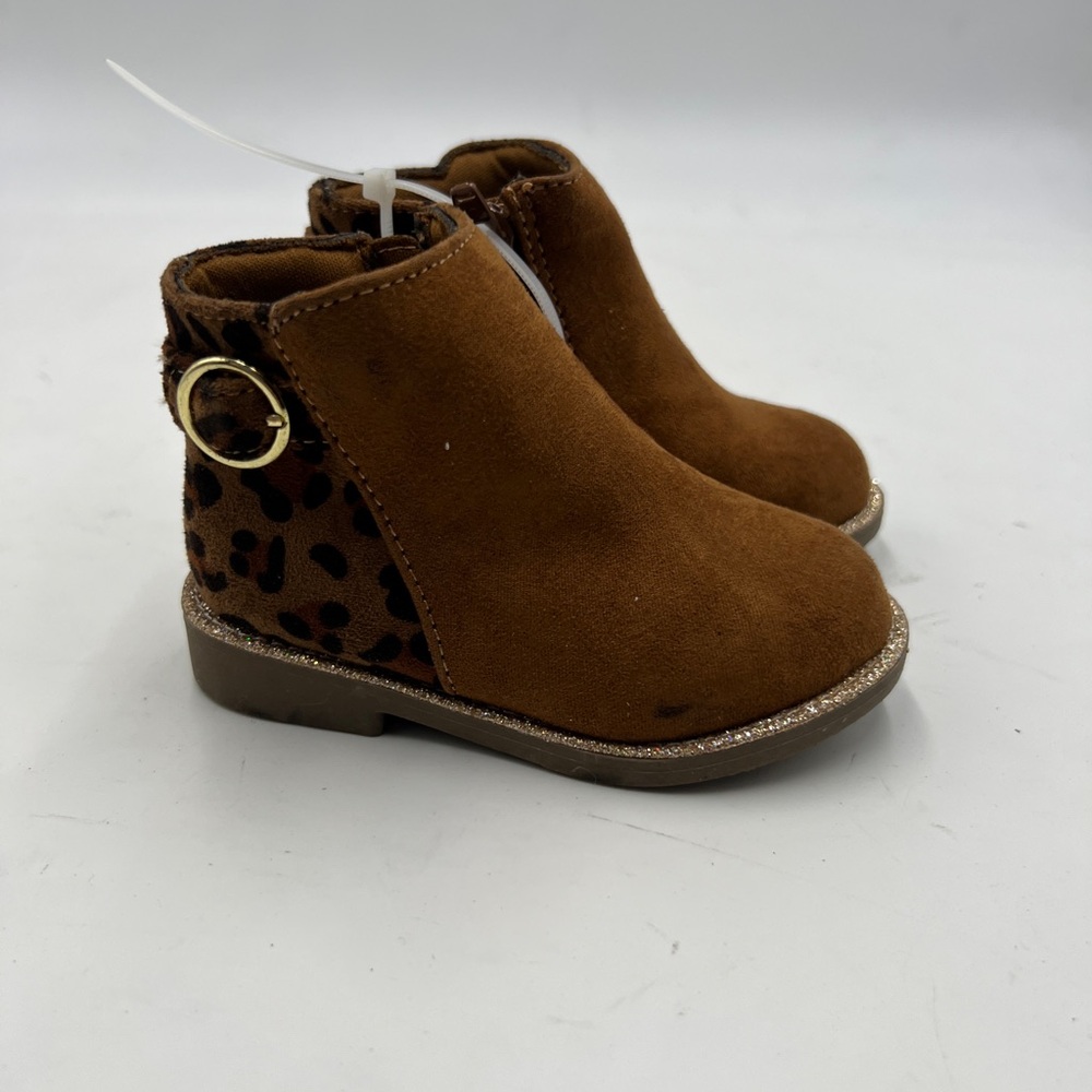 Tucker + Tate Brown Suede Ankle Boots with Leopard Print